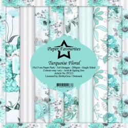 (PF213)Paper Favorites Turquoise Floral 6x6 Inch Paper Pack