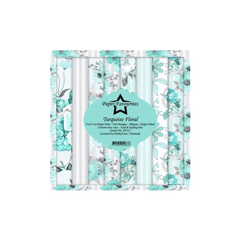 (PF213)Paper Favorites Turquoise Floral 6x6 Inch Paper Pack