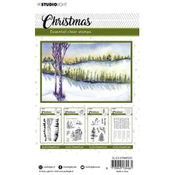 (SL-ES-STAMP243)Studio light SL Clear stamp Christmas Tree landscape Essentials nr.243