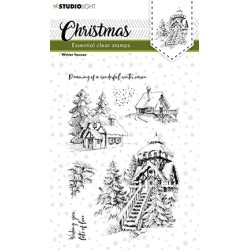 (SL-ES-STAMP244)Studio light SL Clear stamp Christmas Winter houses Essentials nr.244