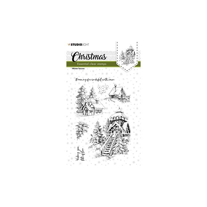 (SL-ES-STAMP244)Studio light SL Clear stamp Christmas Winter houses Essentials nr.244
