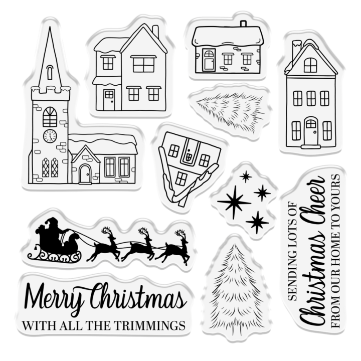 (CC-STP-ALPVILL)Crafter's Companion Celebrate the Season Clear Stamp Alpine Village