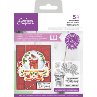 (CC-STP-FESTBIRD)Crafter's Companion Celebrate the Season Clear Stamp Festive Birds