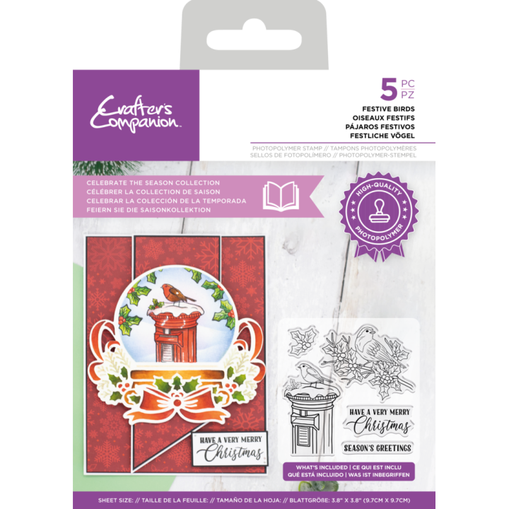 (CC-STP-FESTBIRD)Crafter's Companion Celebrate the Season Clear Stamp Festive Birds