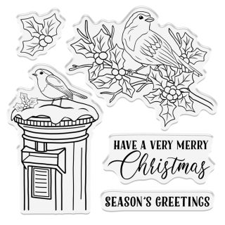 (CC-STP-FESTBIRD)Crafter's Companion Celebrate the Season Clear Stamp Festive Birds