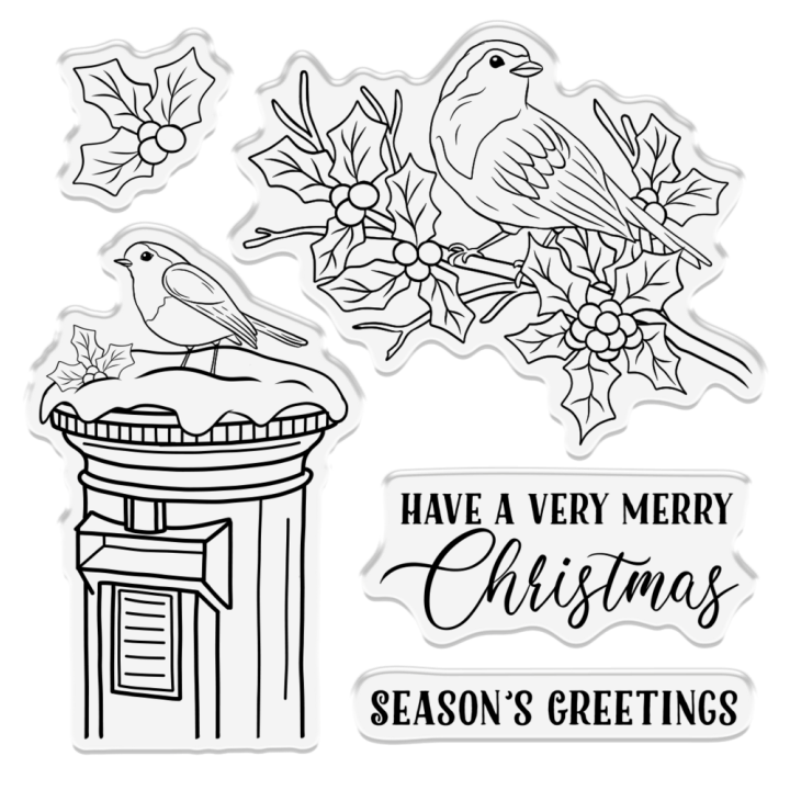 (CC-STP-FESTBIRD)Crafter's Companion Celebrate the Season Clear Stamp Festive Birds