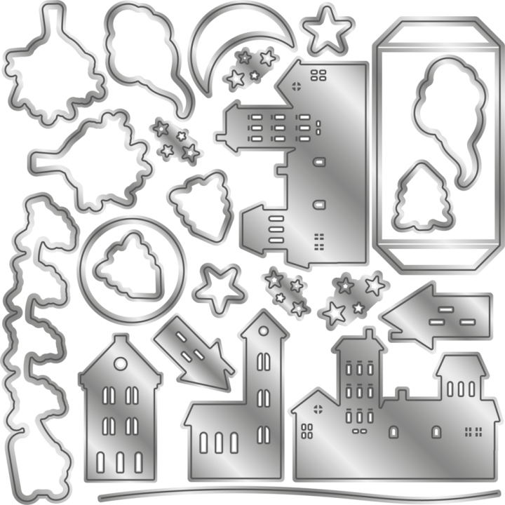 (GEM-STD-3DSB-CEVE)Gemini Christmas 3D Scene Builder Stamp & Die Christmas Eve