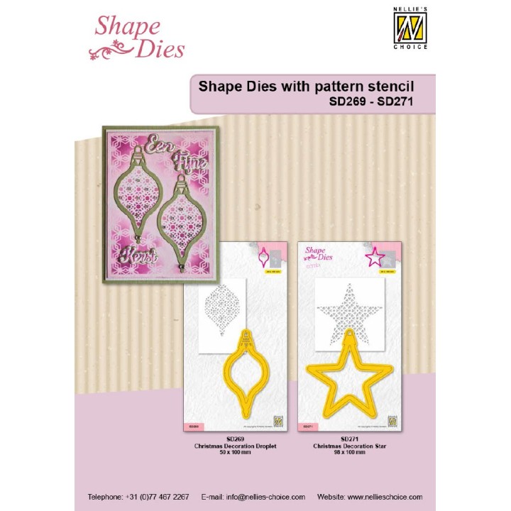 (SD271)Nellie's shape dies Christmas ball with inner decor stencil Star