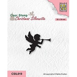 (CSIL019)Nellie's Choice Clear stamps Christmas Silhouettes Angel with trumpet