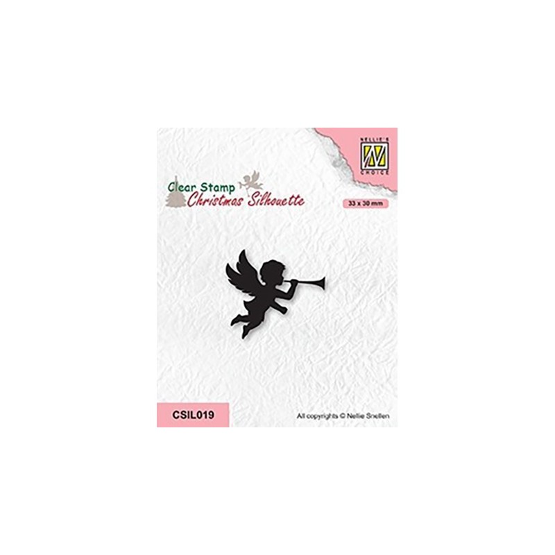 (CSIL019)Nellie's Choice Clear stamps Christmas Silhouettes Angel with trumpet