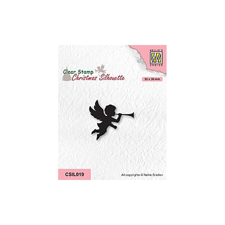 (CSIL019)Nellie's Choice Clear stamps Christmas Silhouettes Angel with trumpet