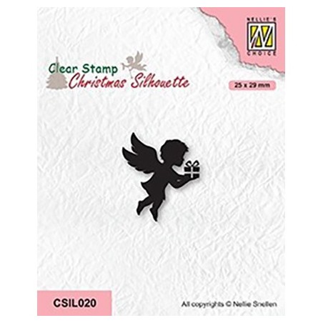 (CSIL020)Nellie's Choice Clear stamps Christmas Silhouettes Angel with present