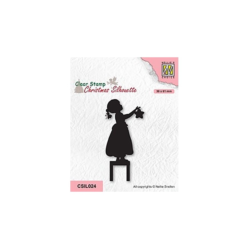 (CSIL024)Nellie's Choice Clear stamps Christmas silhouettes Little gril decorating