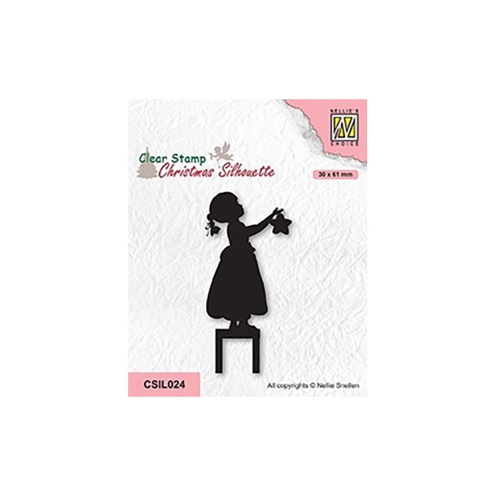 (CSIL024)Nellie's Choice Clear stamps Christmas silhouettes Little gril decorating