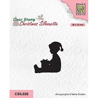 (CSIL026)Nellie's Choice Clear stamps Christmas silhouettes Little boy got a present
