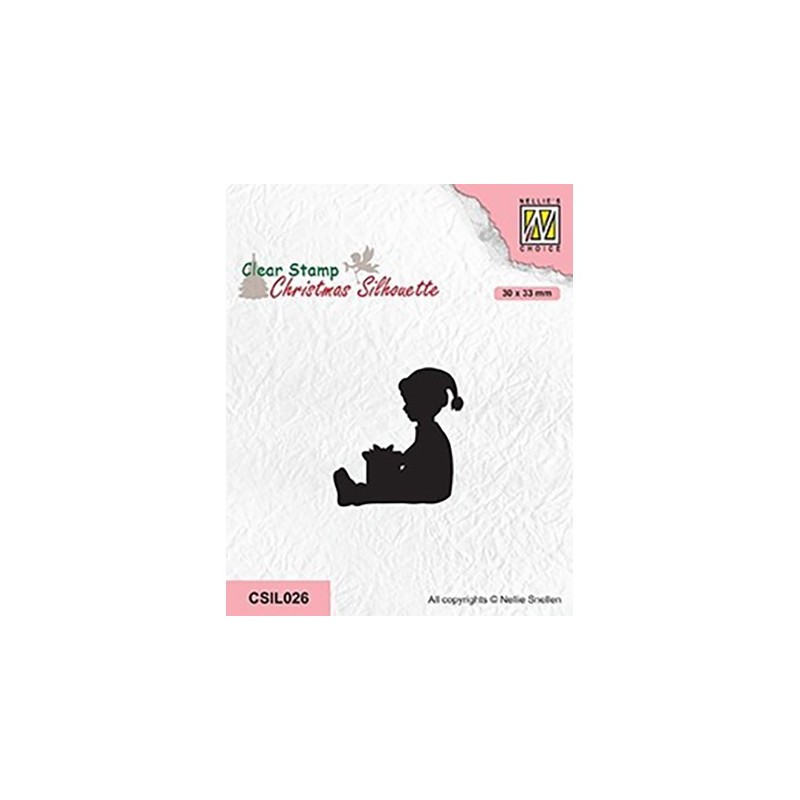 (CSIL026)Nellie's Choice Clear stamps Christmas silhouettes Little boy got a present