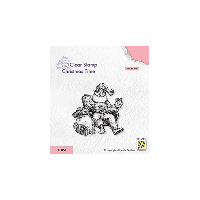 (CT051)Nellie's Choice Clear stamps Christmas time Santa Claus in louger chair