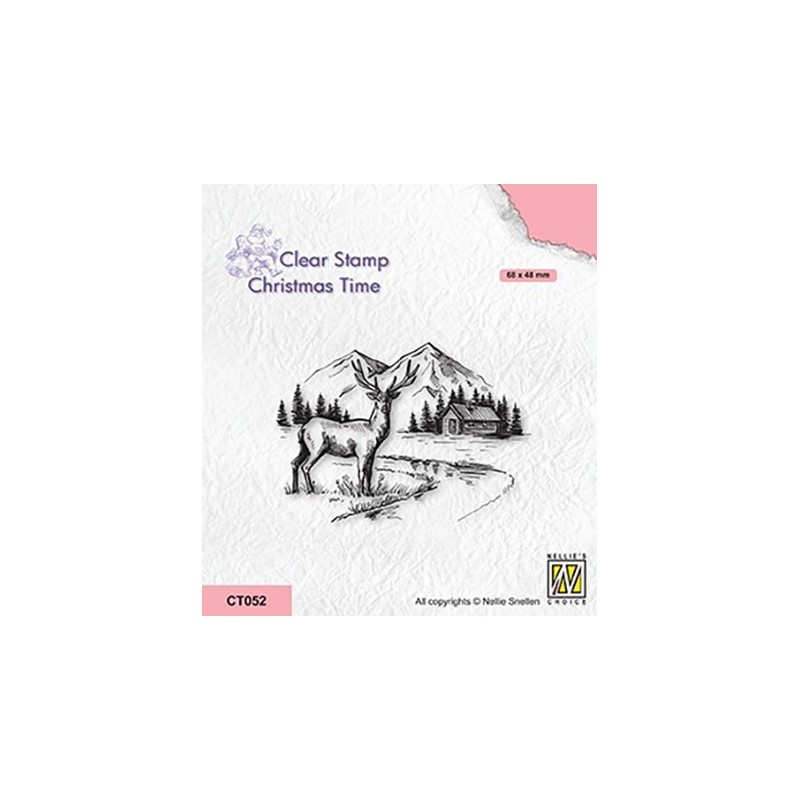 (CT052)Nellie's Choice Clear stamps Christmas time Winter landscape with deer