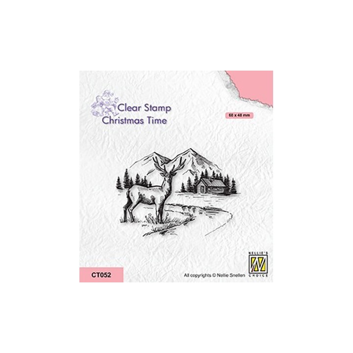 (CT052)Nellie's Choice Clear stamps Christmas time Winter landscape with deer