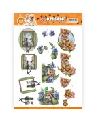 (SB10677)3D Push Out - Amy Design - Fur Friends - Cats at the Window