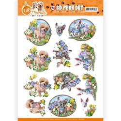 (SB10680)3D Push Out - Amy Design - Fur Friends - Dogs in the Garden
