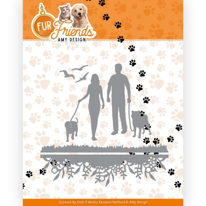 (ADD10283)Dies - Amy Design - Fur Friends - Walking the Dog