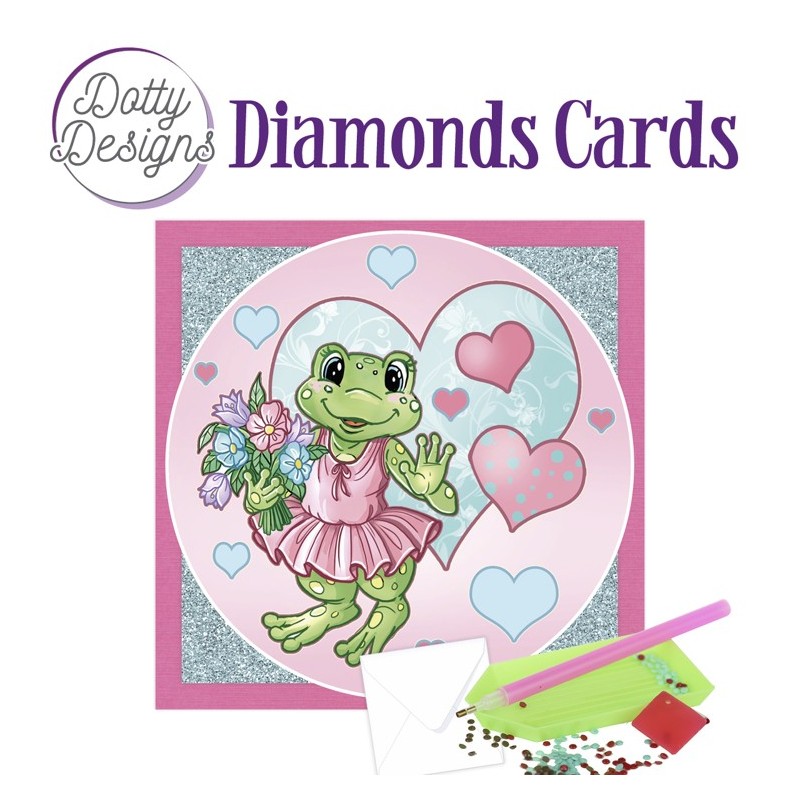 (DDDC1097)Dotty Designs Diamond Cards - Frog with Flowers