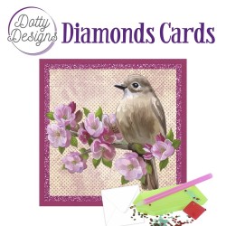 (DDDC1099)Dotty Designs Diamond Cards - Bird on Flowering Branch