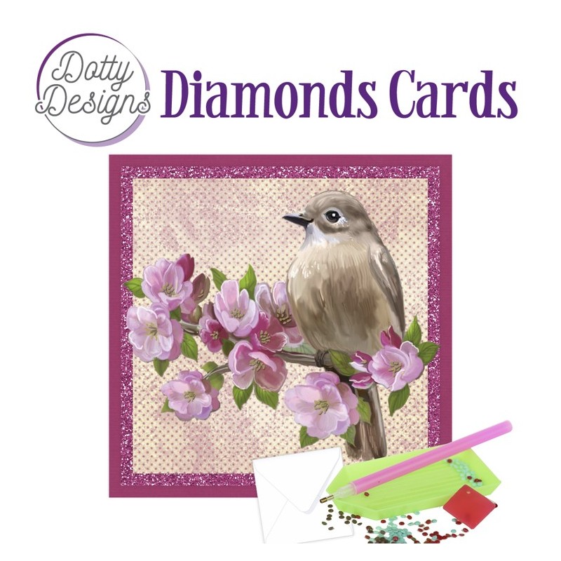 (DDDC1099)Dotty Designs Diamond Cards - Bird on Flowering Branch