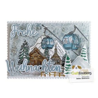 (115633/3405)CraftEmotion Impress stamp Die - Christmas village in mountains Card 11x9cm