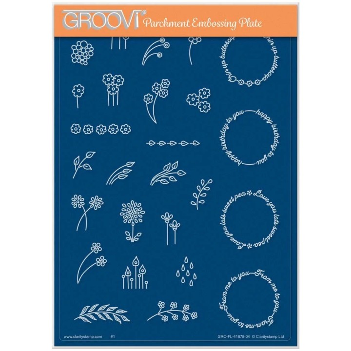 (GRO-FL-41878-04)Groovi Plate A5 TINA'S BUTTERCUP DOODLES A5 GROOVI PLATE