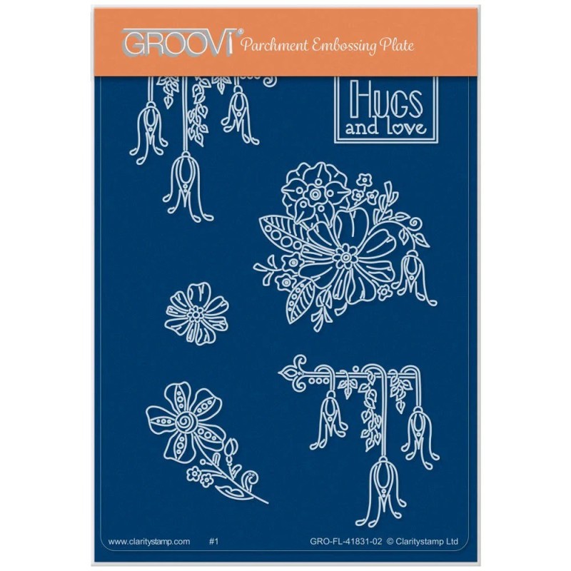 (GRO-FL-41831-02)Groovi® plate A6 TINA'S HUGS & LOVE FLOWERS