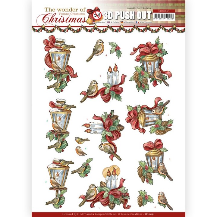 (SB10691)3D Push Out - Yvonne Creations - The Wonder of Christmas - Wonderful Candles