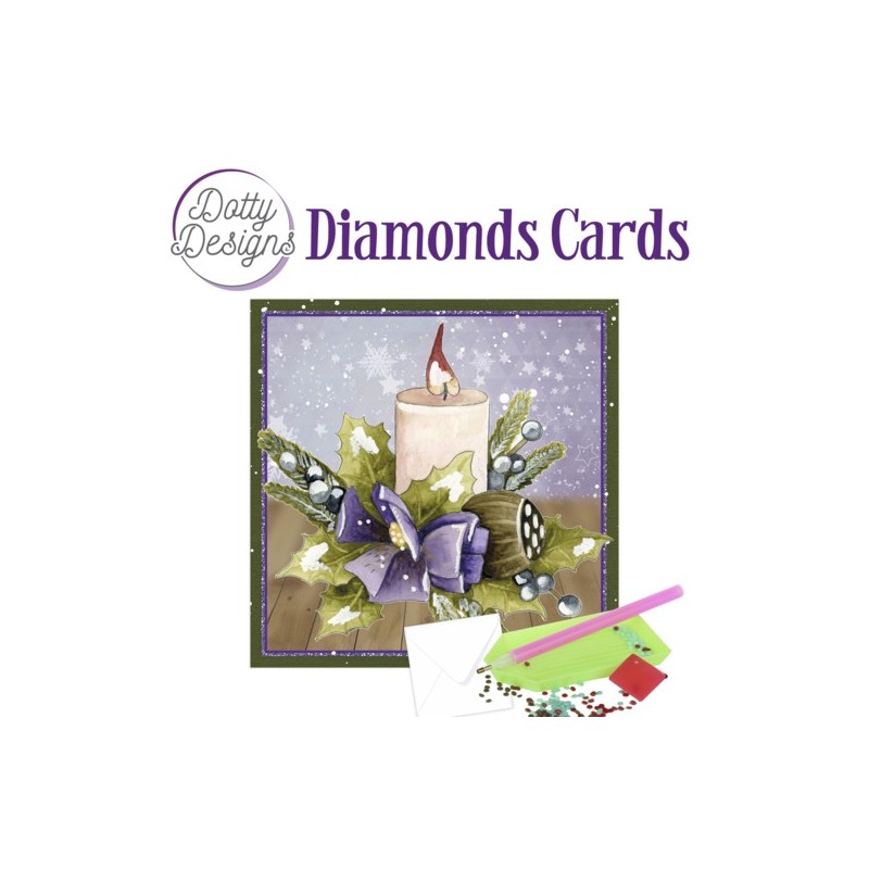(DDDC1107)Dotty Designs Diamond Cards - Candle with Purple Bow
