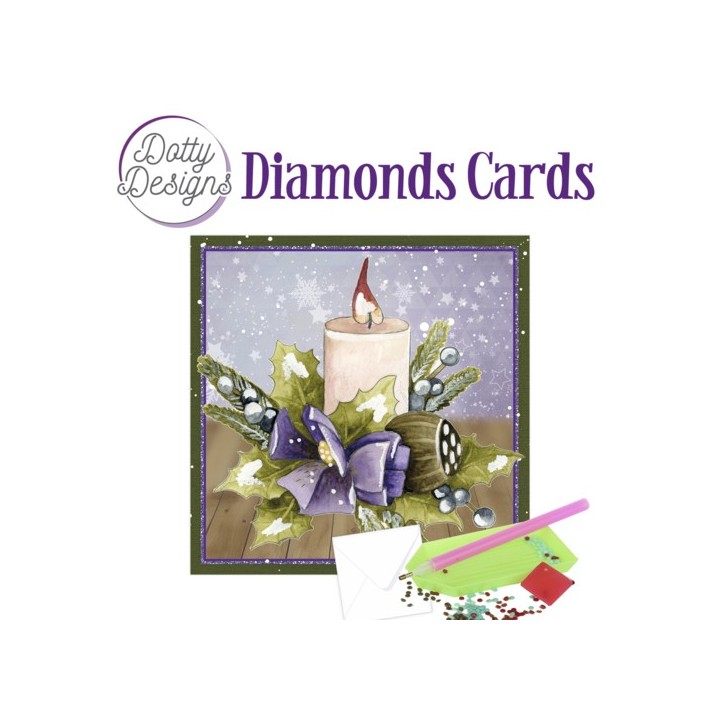 (DDDC1107)Dotty Designs Diamond Cards - Candle with Purple Bow