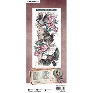 (JMA-IP-STAMP280)Studio light JMA Clear Stamp Slimline bird collage Inner Peace nr.280