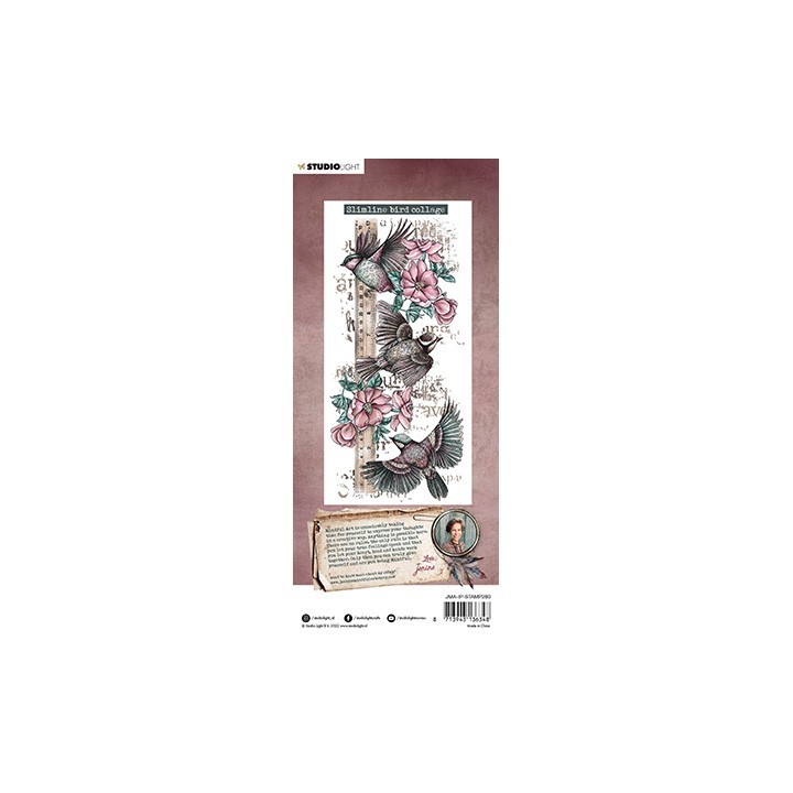 (JMA-IP-STAMP280)Studio light JMA Clear Stamp Slimline bird collage Inner Peace nr.280