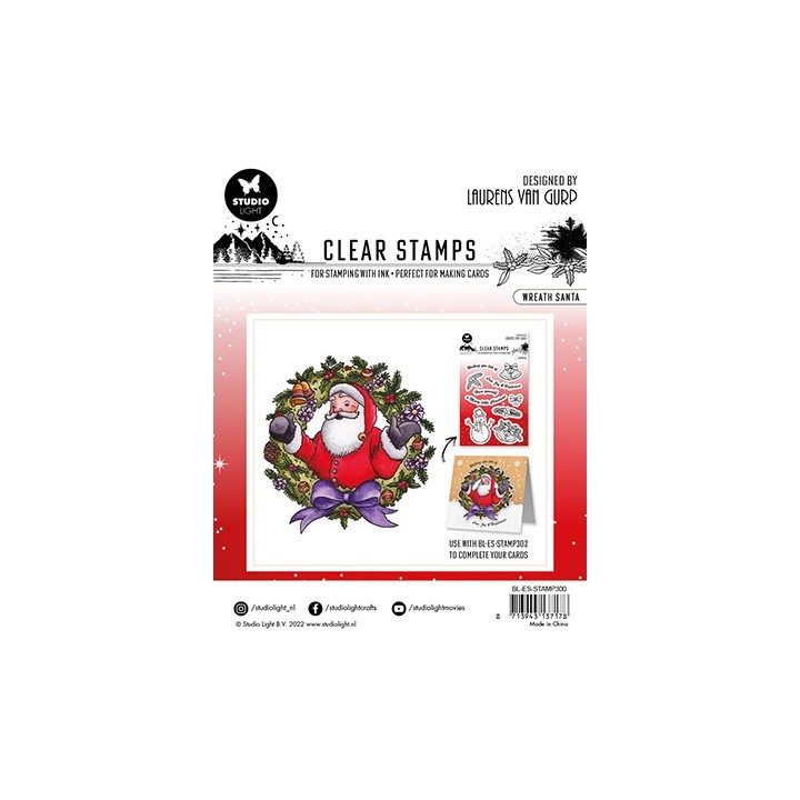 (BL-ES-STAMP300)Studio light BL Clear stamp Wreath santa Essentials nr.300