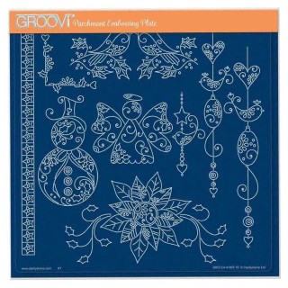 (GRO-CH-41899-03)Groovi Plate A5 TINA'S SMALL CHRISTMAS SNOWMAN & ROBINS