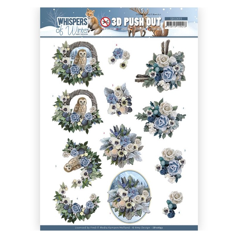 (SB10693)3D Push Out - Amy Design - Whispers of Winter - Flower Arrangement