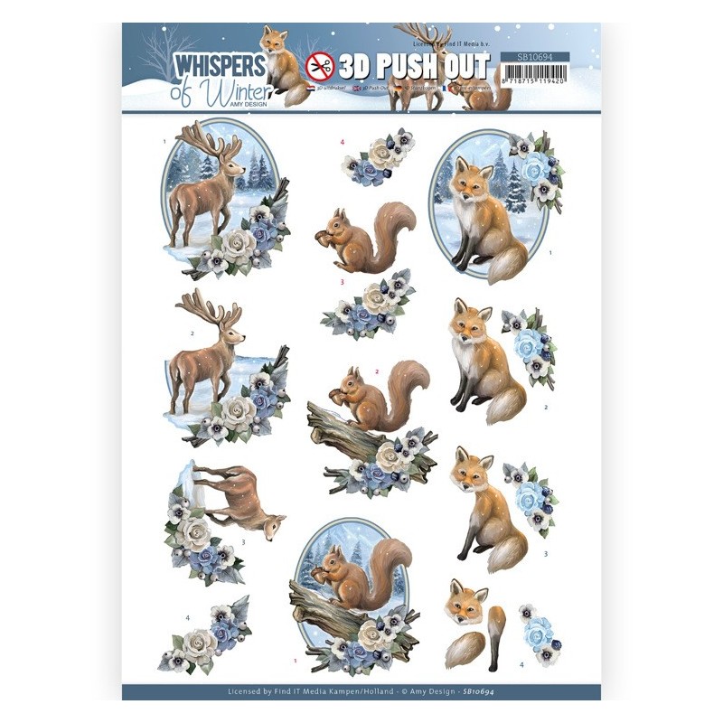 (SB10694)3D Push Out - Amy Design - Whispers of Winter - Forest Animals