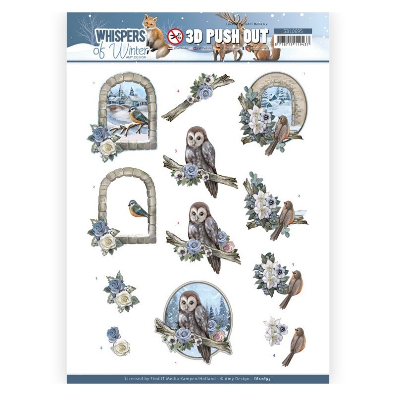 (SB10696)3D Push Out - Amy Design - Whispers of Winter - Winter Birds
