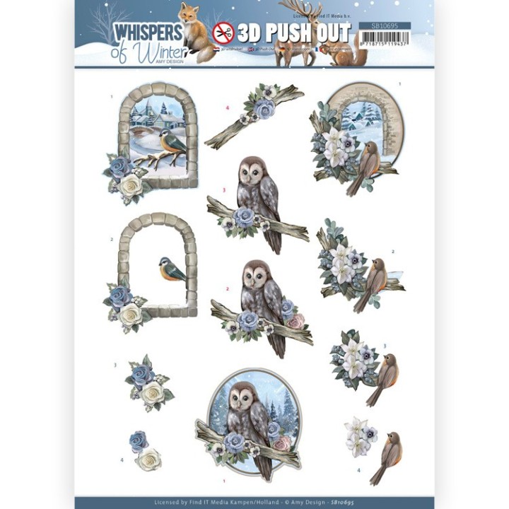(SB10696)3D Push Out - Amy Design - Whispers of Winter - Winter Birds