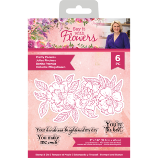 (S-SIWF-STD-PRPE)Crafter's Companion Say It With Flowers Stamp & Die Pretty Peonies