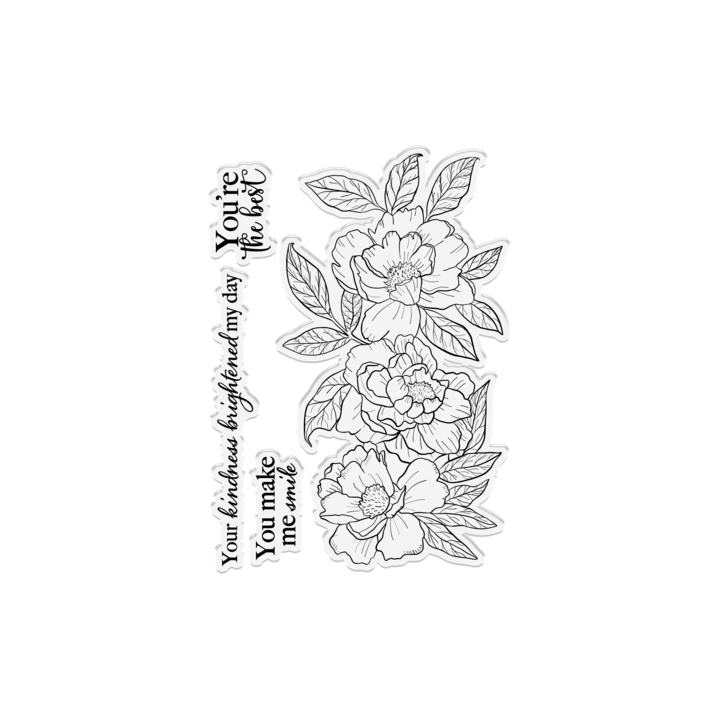 (S-SIWF-STD-PRPE)Crafter's Companion Say It With Flowers Stamp & Die Pretty Peonies