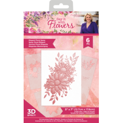 (S-SIWF-EF5-EFSP)Crafter's Companion Arts Say It With Flowers 3D Embossing Folder & Stencil Elegant Floral Spray