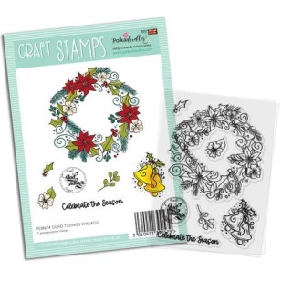 (PD8674)Polkadoodles Christmas Craft Stamps Glad Tidings Wreath