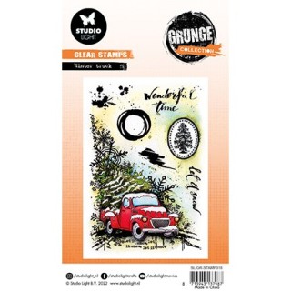 (SL-GR-STAMP318)Studio Light SL Clear Stamp Winter truck Grunge Collection nr.318