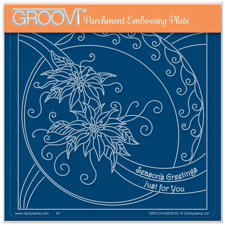 (GRO-CH-42035-03)Groovi Plate A5 LINDA WILLIAMS' ELEGANT POINSETTIAS - CHRISTMAS TREASURES