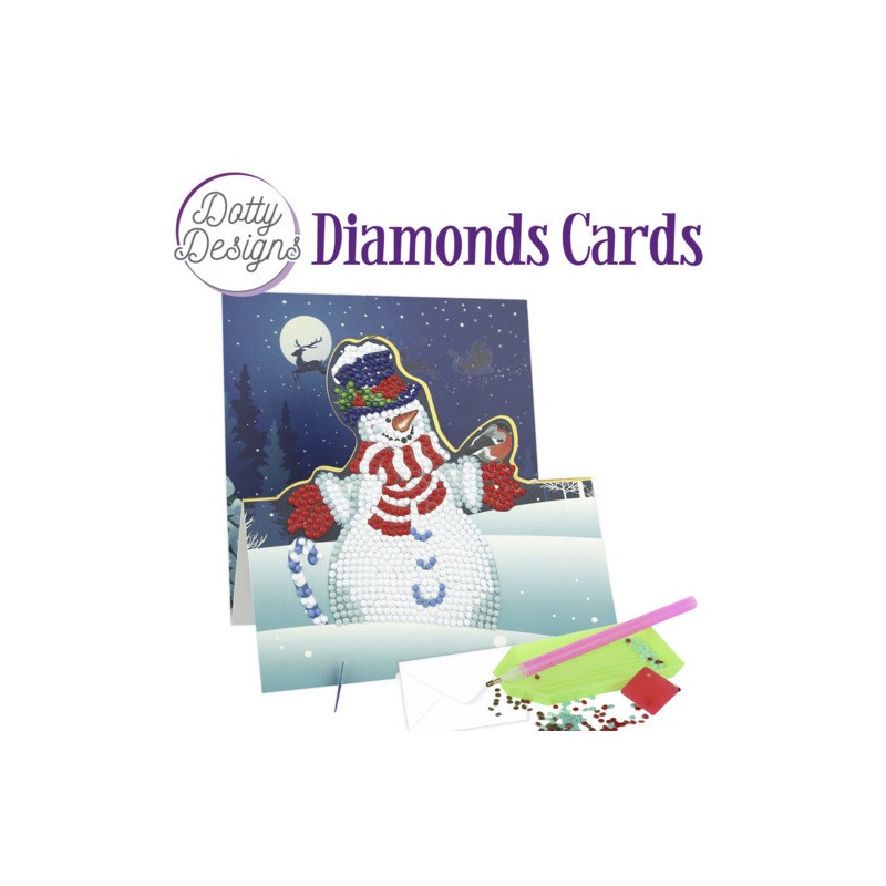 (DDDC1134)Dotty Designs Diamond Easel Card 134 - Snowman with Bird